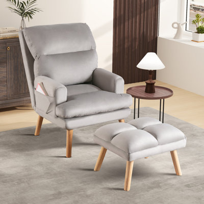 Maybery 44.1''Wide Modern Soft Upholstered Standard Reclining Accent Chair With Ottoman