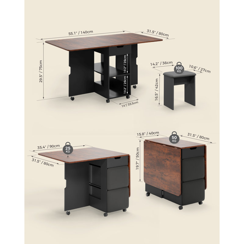 4 - Person Dining Set, Black, Brown, Black