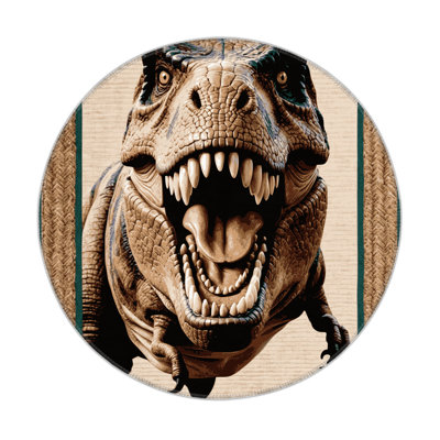 Dinosaurs Beige Indoor and Outdoor Area Rug