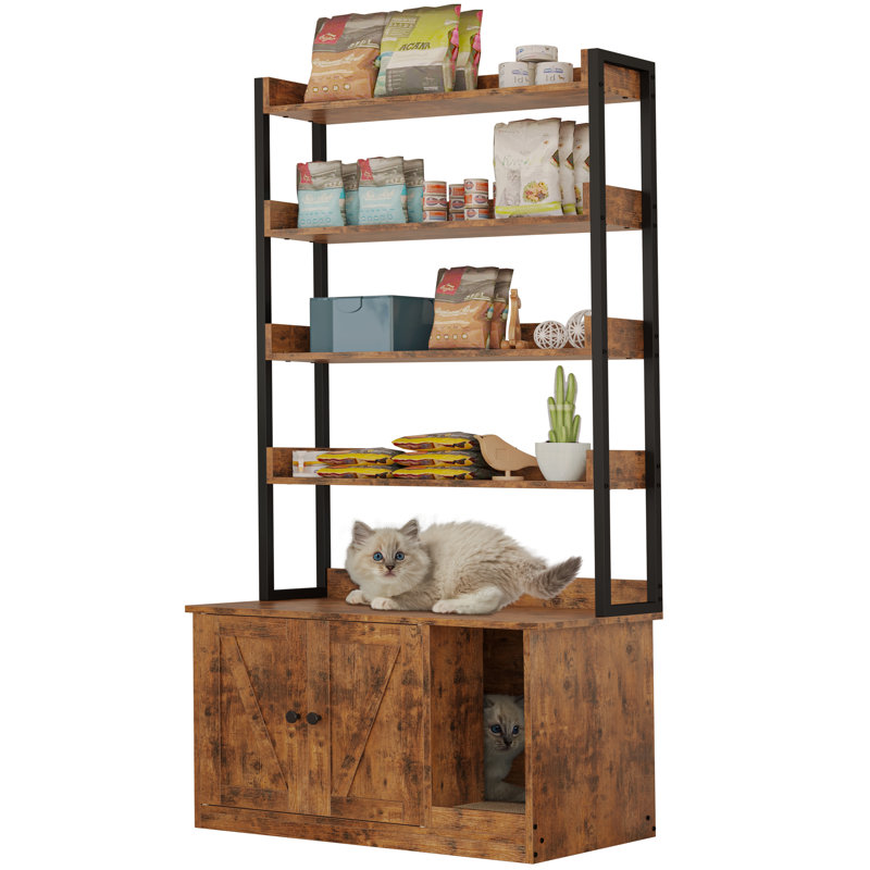 Dalet Litter Box Enclosure With Shelves, 72.3" H x 34.8" W x 19.3" D