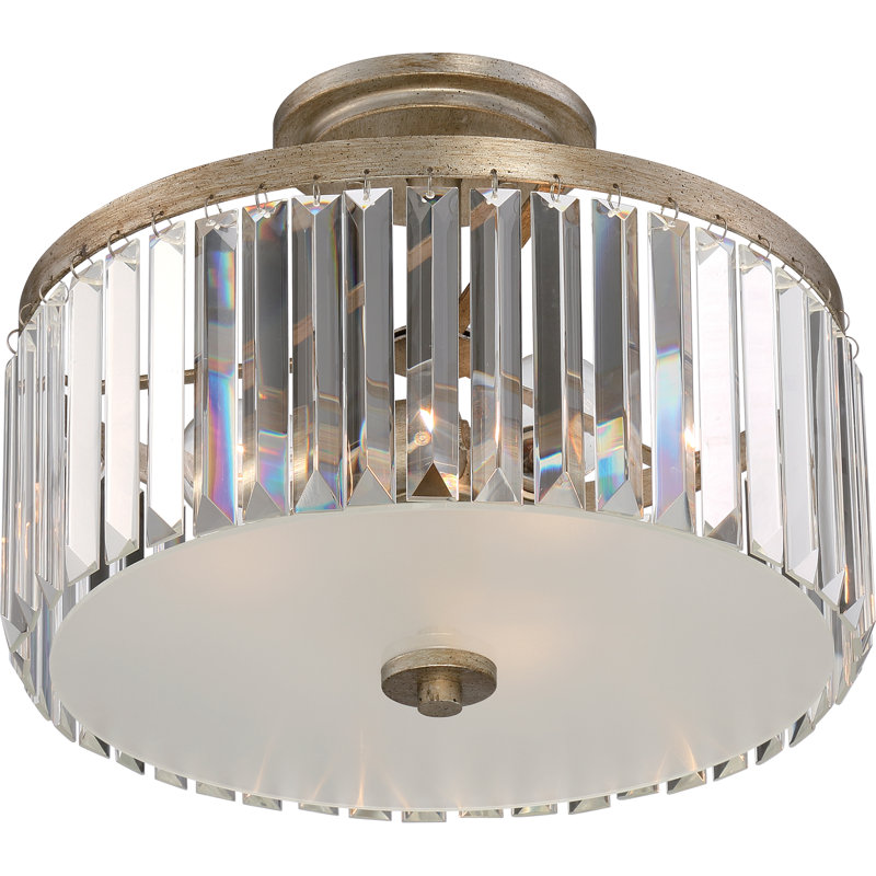 Plafonnier semi-encastré 3 lumières, H 11,25 po x l 15,25 po x P 14,75 po