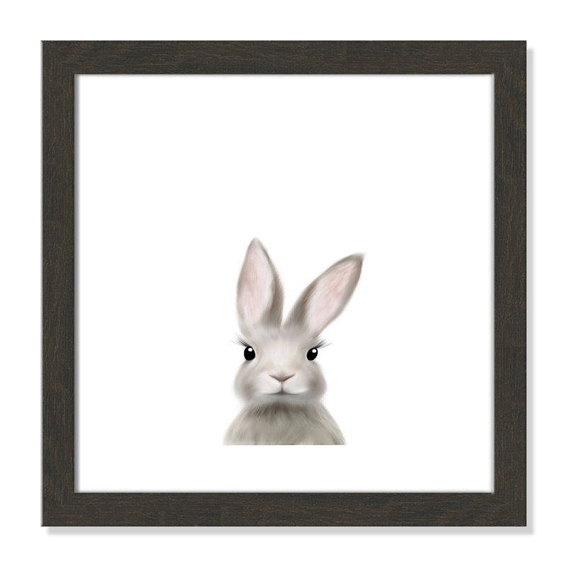 Art encadré en lapins forestières, H 23,5 po x l 23,5 po x P 1,19 po, Encadré de boîte noir