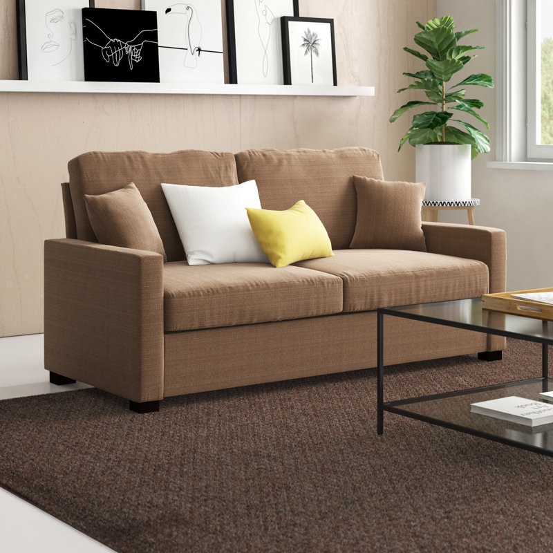 Amanda Upholstered 72.44'' Sofa, Pebble Stone