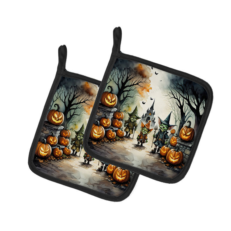 Goblins Spooky Halloween Pair of Pot Holders