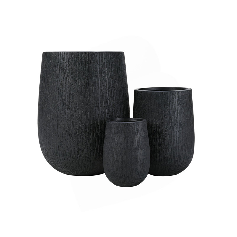 Ensemble de 3 pots à fleurs U_Style en forme d'œuf MGO pour l'extérieur, Noir