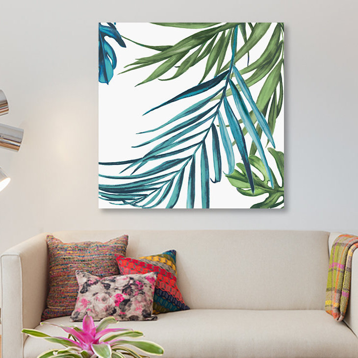 « palm leaves iii », impression sur toile, H 48 po x l 48 po x P 1,5 po, Pas de tapis, Toile tendue