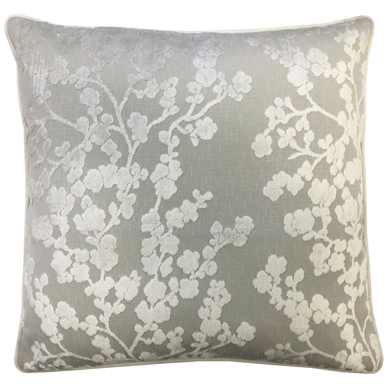 Embroidered Feather Throw Pillow, Ecru