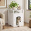 Mobilier moderne pour chat avec bac à litière intégré, maison d'intérieur en bois avec placard, meuble pour bac à litière dissimulé avec étagère de rangement, table d'appoint moderne pour chat, idéale pour le salon ou la chambre.