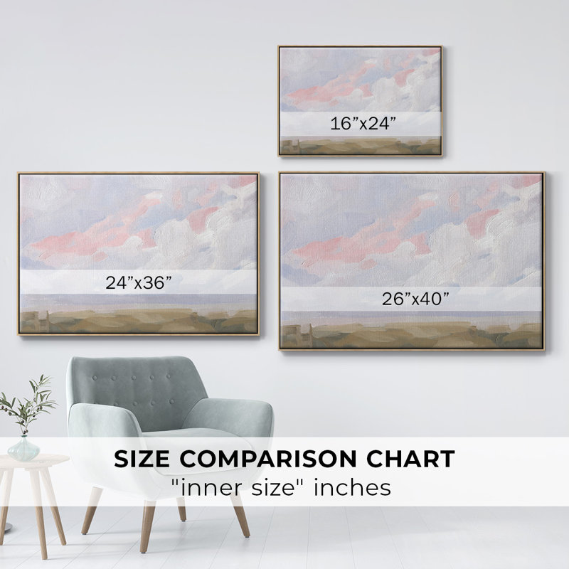 Plage de Sandbridge I, Toile avec cadre en bois naturel, 27" H x 41" W x 2" D