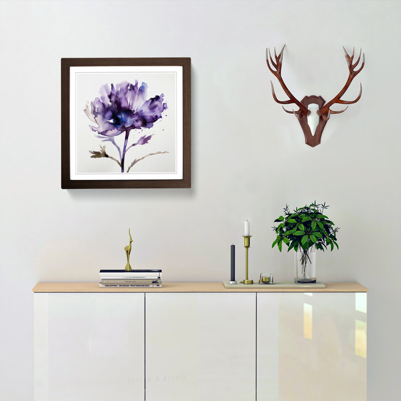 Lavender Flower Gestural Art - Framed Print, Walnut Framed