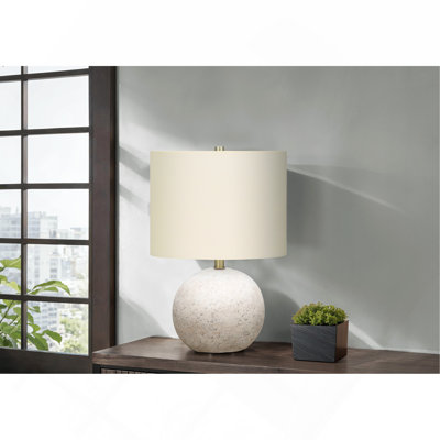 Lighting, 20"H, Table Lamp, Grey Concrete, Ivory / Cream Shade, Contemporary