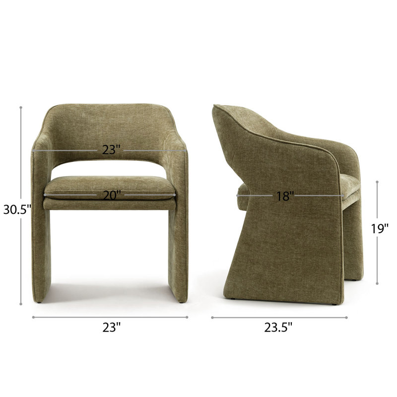 19" Seat Height Upholstered Dining Armchair, Sage Green