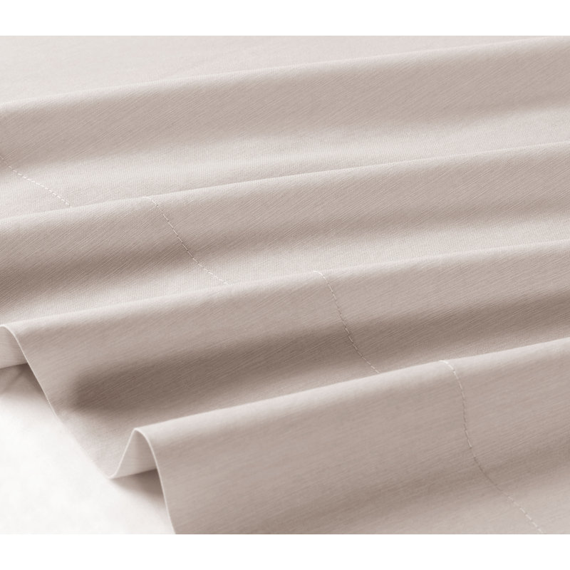 Ensemble de draps en rayonne de bambou avec taies d'oreiller, Ensemble de draps pour lit simple TG + 3 articles, Gris clair