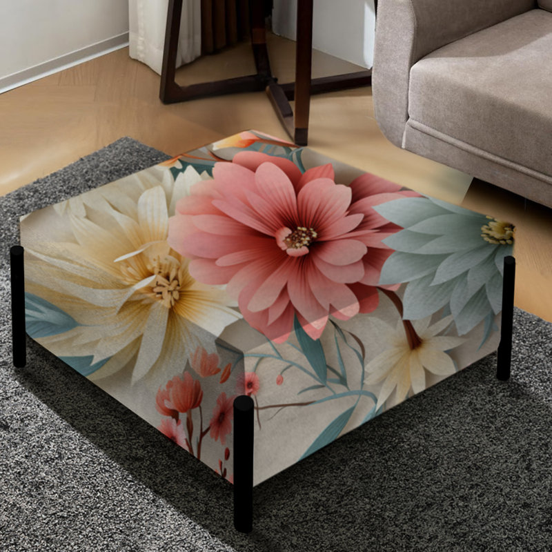 Motif bohémien pastel - Grand repose-pieds carré floral