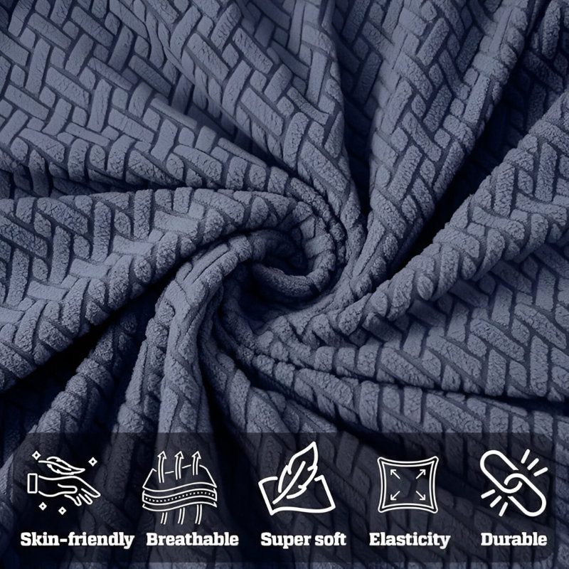 	Luxury Jacquard Pattern Spandex Sofa Cover - Stretch Slipcover for Sofa Protection, Blue/Grey