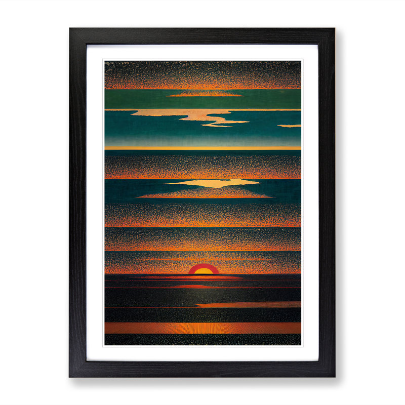 Cleone Japanese Sunset Striped - Picture Frame Print, Black, 64" H x 46" W