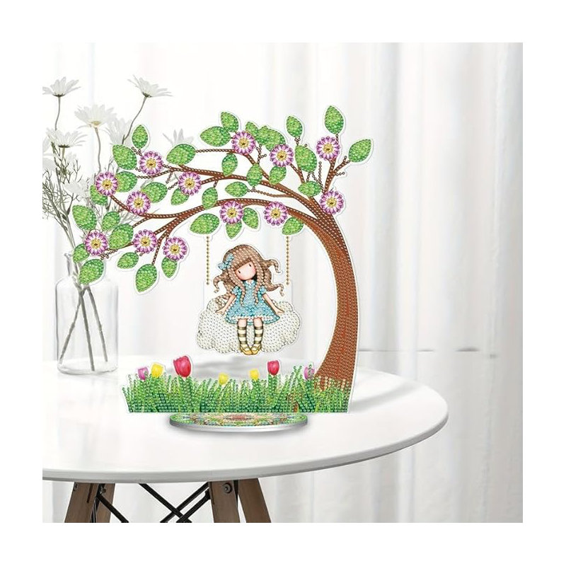 Norcatur  Syntego 5D DIY Diamond Painting Kit Crystal Rhinestone Acrylic Table Top Decoration (Girl On Swing)