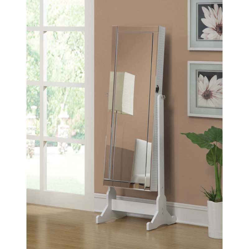 Dannaka Floor Mirror with Shelves, White