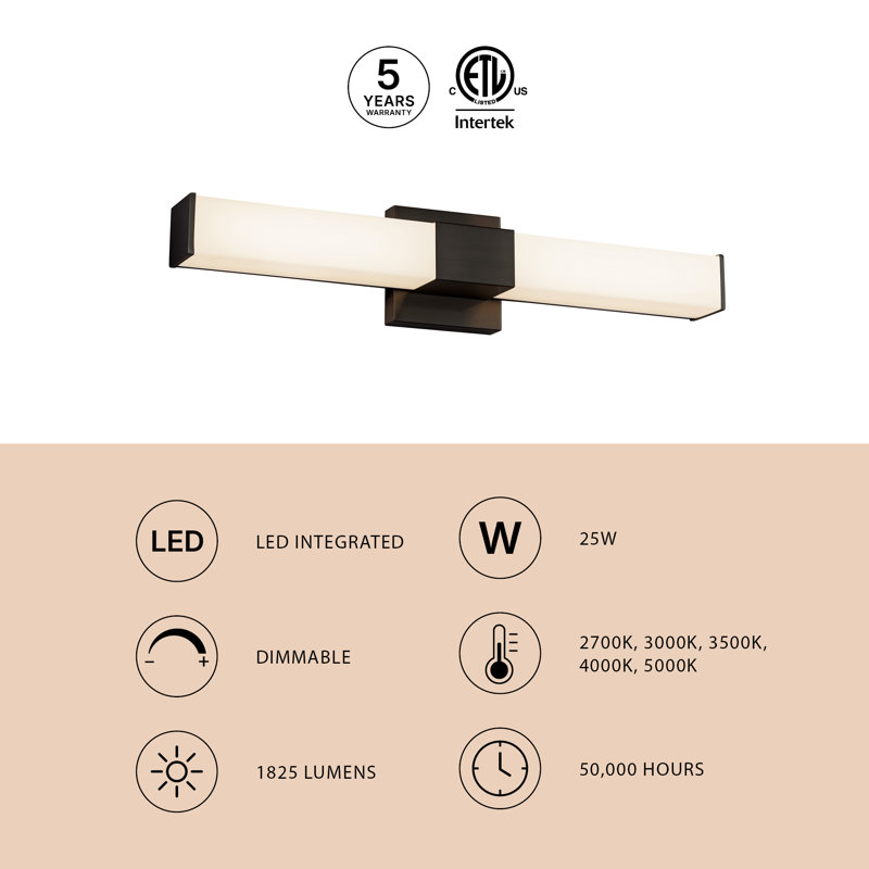Vivi 24-in Black dimmable LED Wall Sconce, Nickel