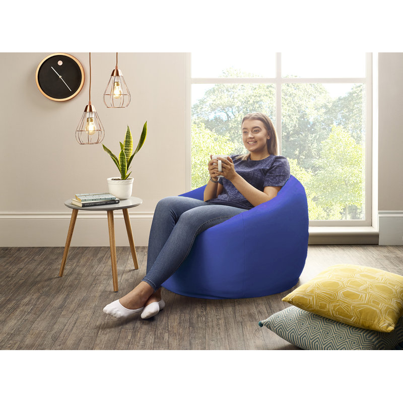 Attenborough Polyester Outdoor Friendly Refillable Bean Bag Chair, 102cm H x 89cm W x 89cm D, Blue