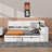Full Multi-Functional Wooden L-Shaped Daybed, Boasting Seven Storage Cabinets & Two Drawers, Includes Study Desk & Built-In Bookshelf