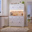 Armoire de cuisine 71 po avec crochet porte-gobelet, station de charge, 8 grandes tablettes réglables et 2 tiroirs-1170371032
