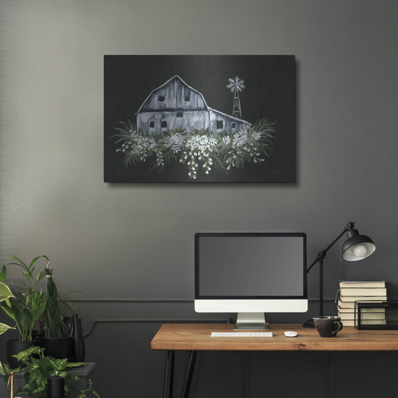 «Adorned Barn S croquis» par Yvette St. Amant, art mural en métal, H 24 po x l 36 po