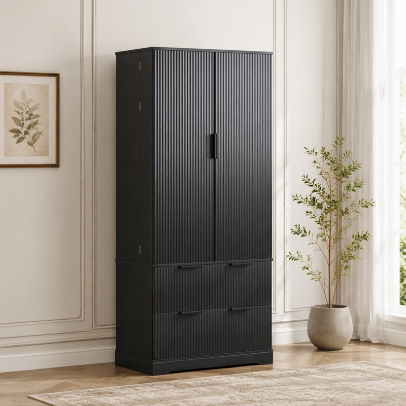 Armoire de cuisine moderne cannelée avec 2 grands tiroirs et 8 étagères à épices, organisateur de rangement autoportant pour salle de bain, salle à manger, bureau, entrée
