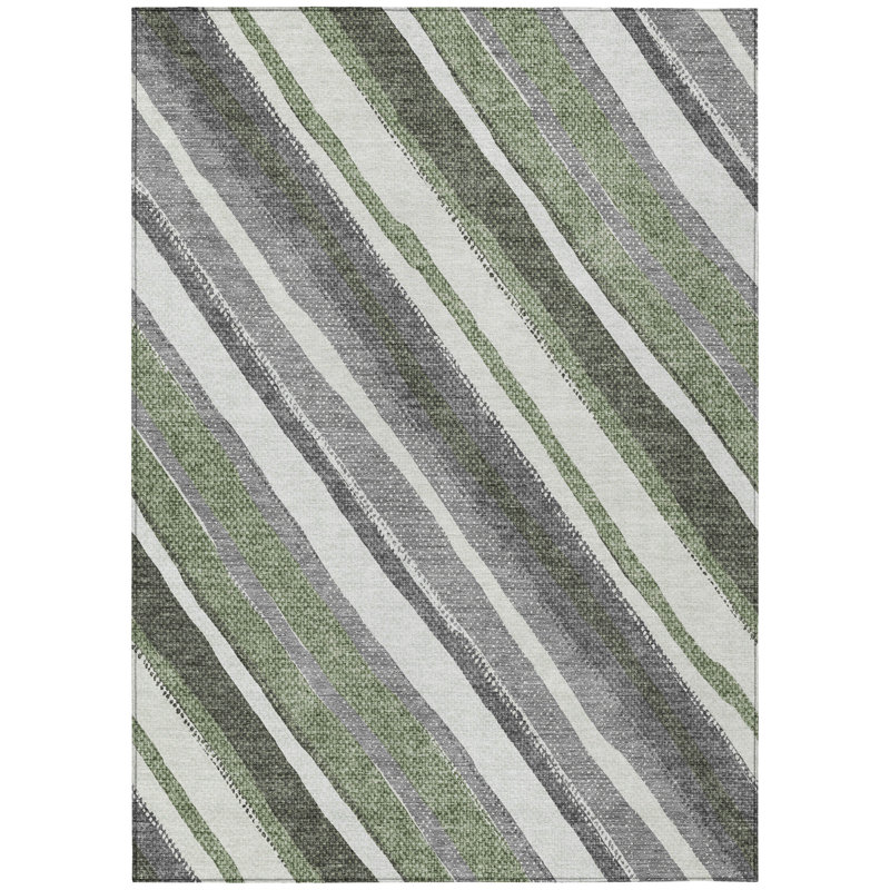 Machine Washable Indoor/Outdoor Huseby ACN2282 Stripes Rug, Rectangle 2'6" x 3'10"