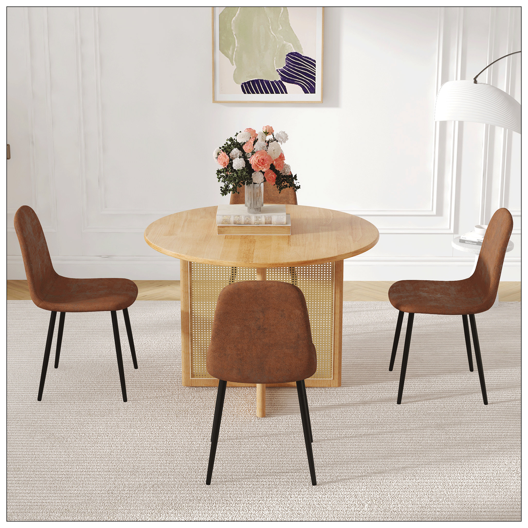 Round Table Office Table And Chair Set For Home Breakfast Nook