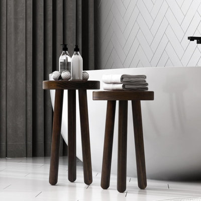 Ensemble de 2 supports pour plantes robustes en bois massif, table d'appoint ou tabouret multi-niveaux robuste pour petits espaces avec pieds renforcés et finition résistante aux égratignures