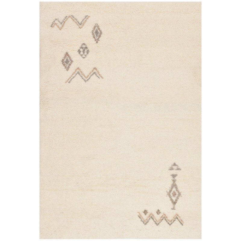 Hand Knotted Wool Cream Indoor Rug, 60cm x 120cm