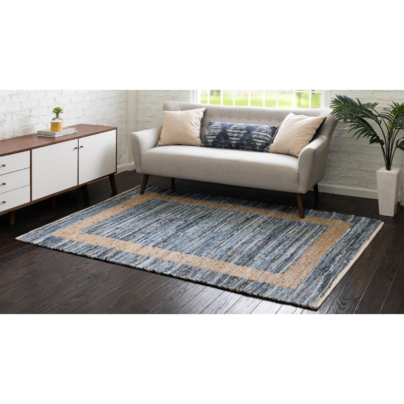 Tapis bleu tressé Pratts, Rectangle 10 pi x 14 pi