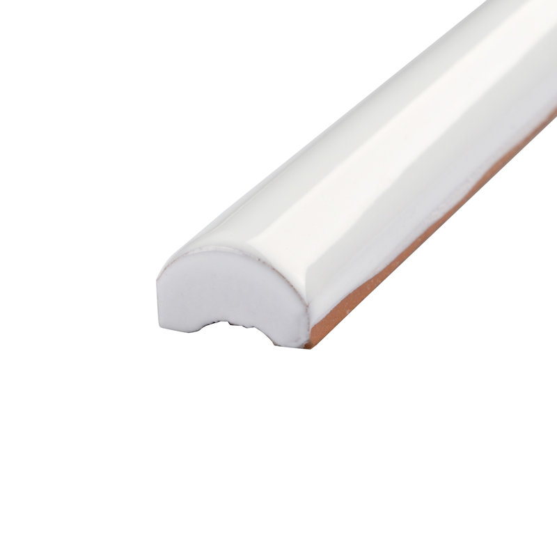 Santorini 7.9" x 0.88" Glossy Ceramic Quarter Round Tile Trim in Blanco