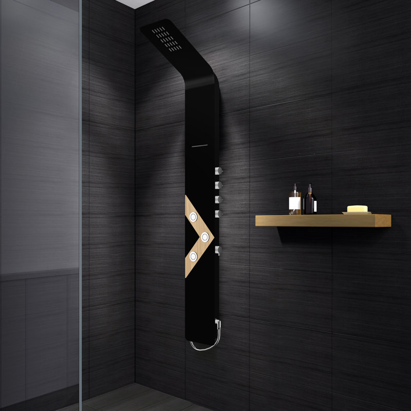 Panneau de douche à tête fixe thermostatique Nahunta, Noir