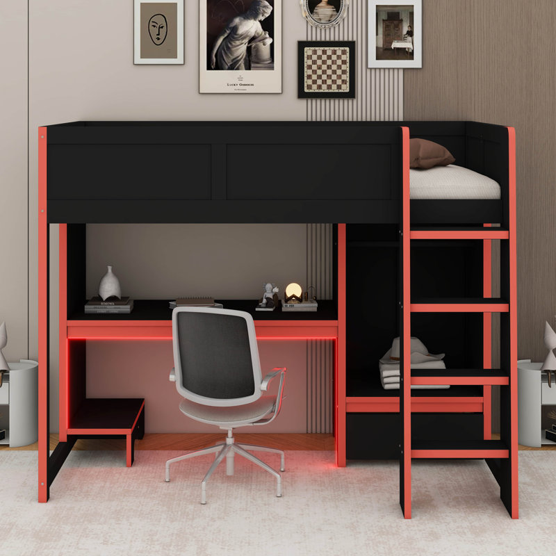 Lit mezzanine simple avec bureau, Simple