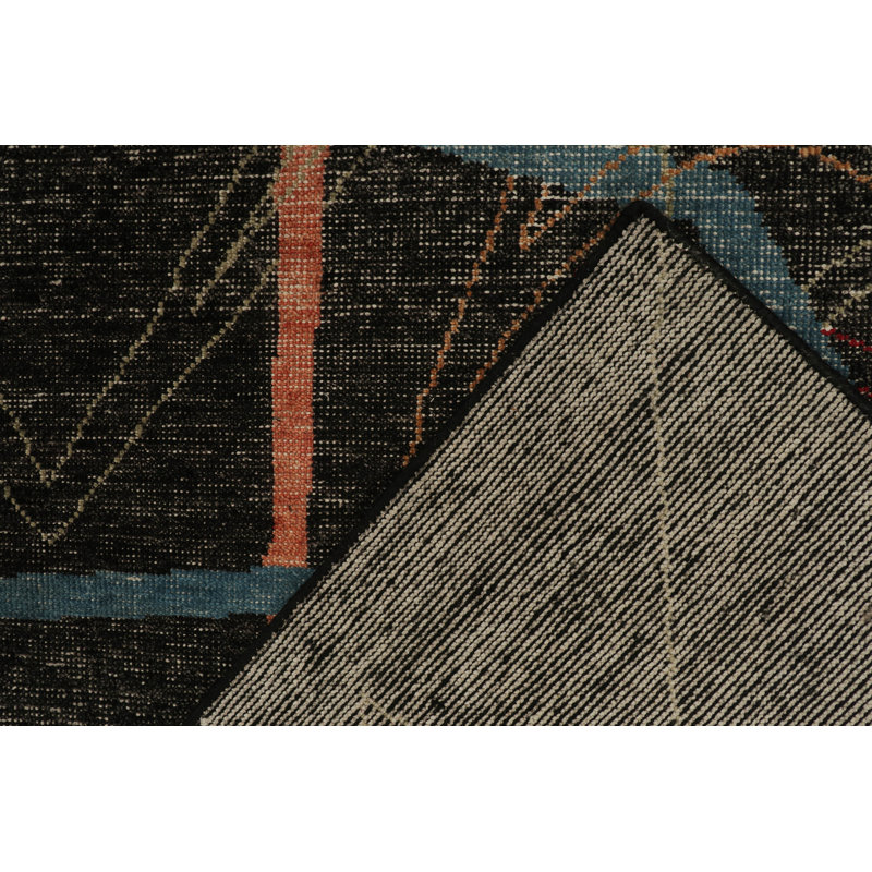 Wool Geometric Area Rug in Black/Yellow