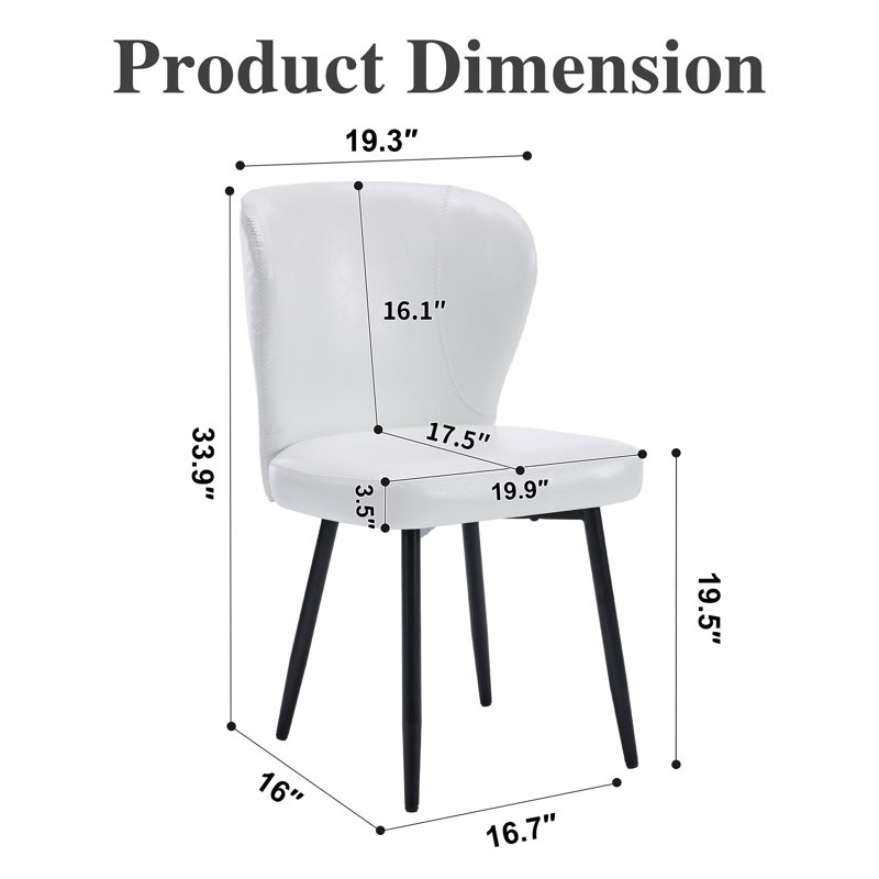 Chaise rembourrée en cuir moderne avec pieds en métal, White