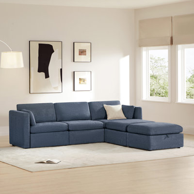 Winfree 112.6" W 5-Piece Modular Sectional with Ottomans