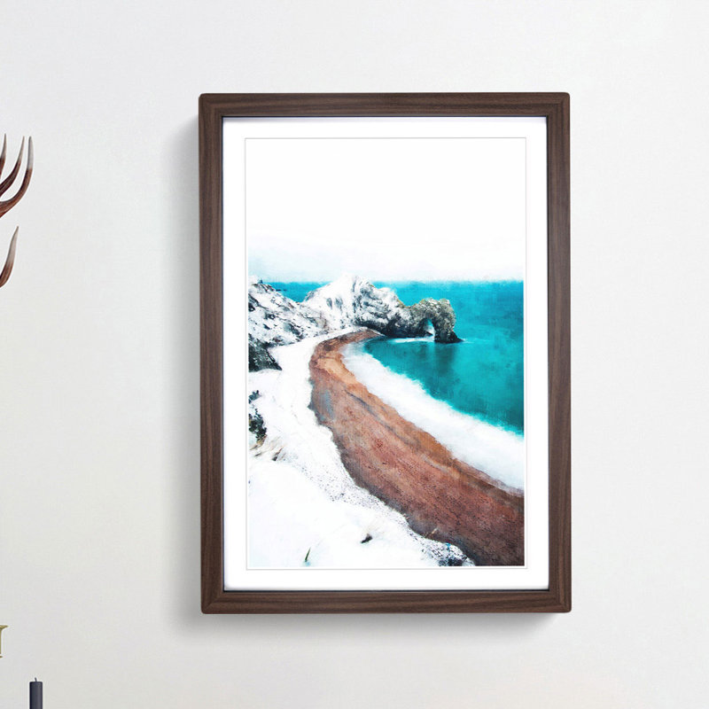 Durdle Door Cliffs In Wareham Abstract - Single Picture Frame Painting on MDF, Walnut Framed, 33cm H x 24cm W x 2cm D