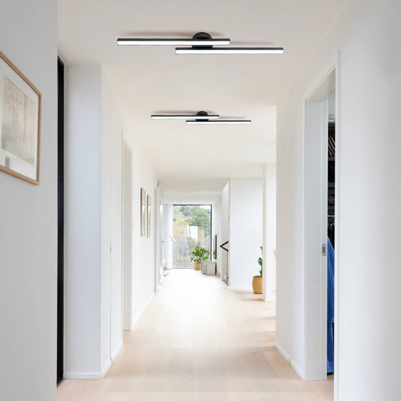 2 - Light Linear Minimalist Strip Led Semi Flush Mount, 6000K, 2.75" H x 35.8" W x 4.7" D