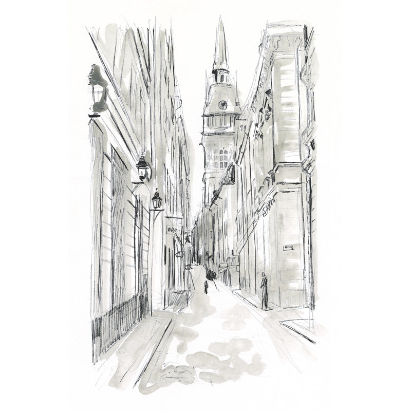 Croquis de la ville européenne III, H 30 po x l 20 po x P 1,25 po