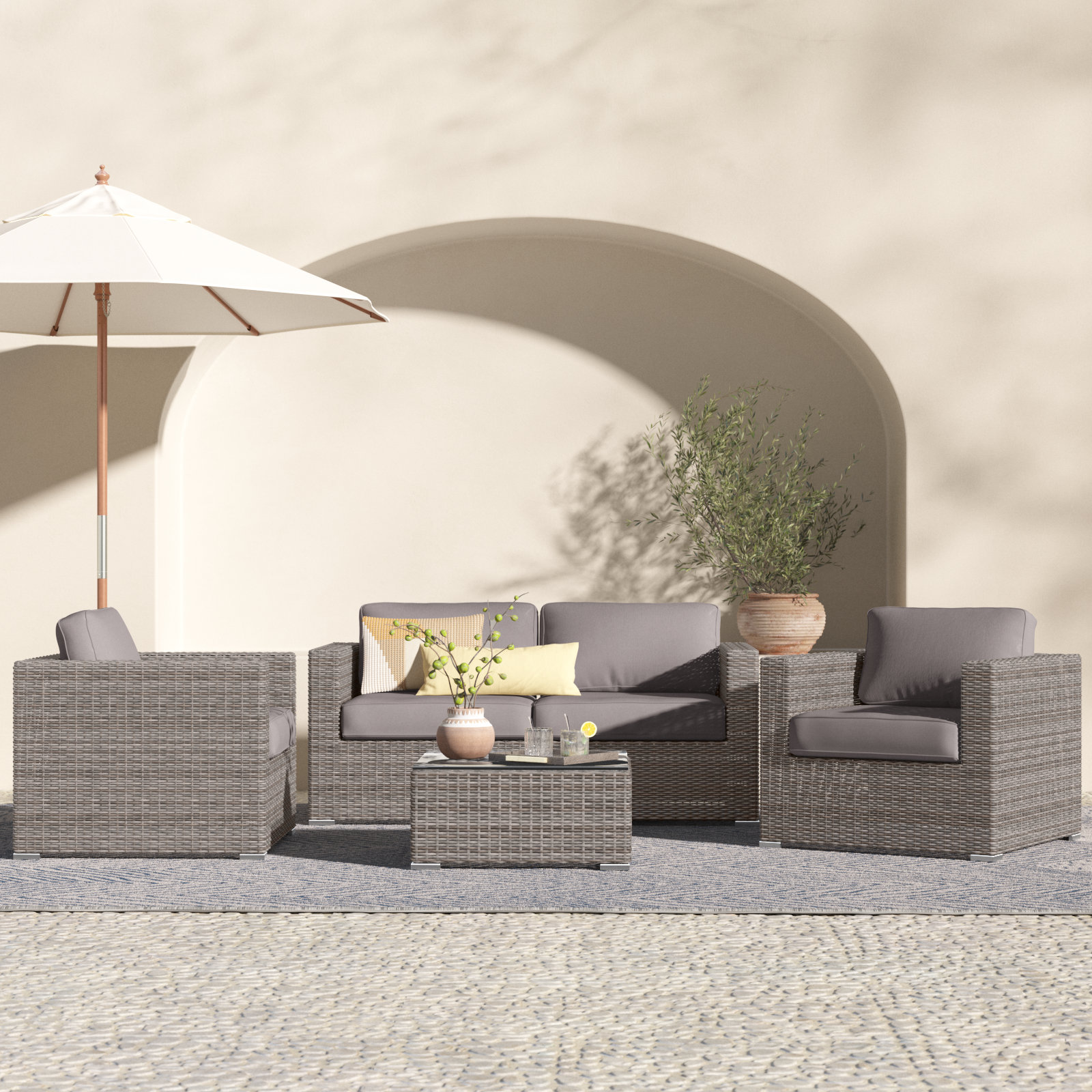 Estes 4-Person Sunbrella® Patio Seating Group, Sunbrella Taupe