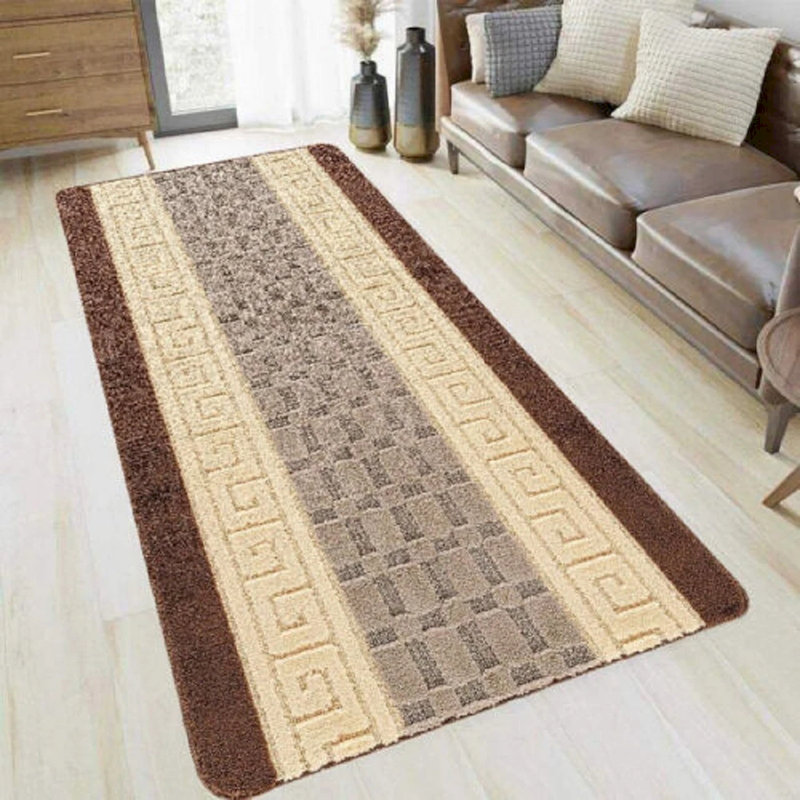 Non-Slip Brown-Beige Indoor Area Rug – Washable Large & Small Door Mat, Hallway, Bedroom & Kitchen Floor Mat