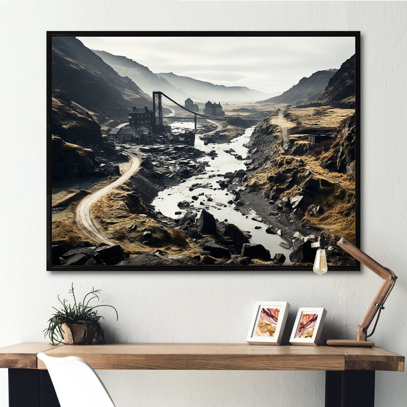 Moody Serenity Landscape I, Cadre flottant noir, H 16 po x l 32 po x P 1 po