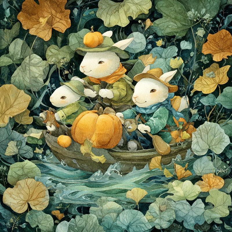 «Pumpkin River Adventure», art mural sur toile tendue, H 40 po x l 40 po