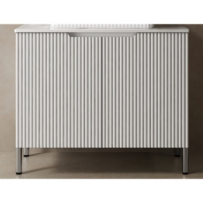 TURIO 30" Freestanding Cabinet Without Basin, With Carrara White Counter Top And 2 Doors, White