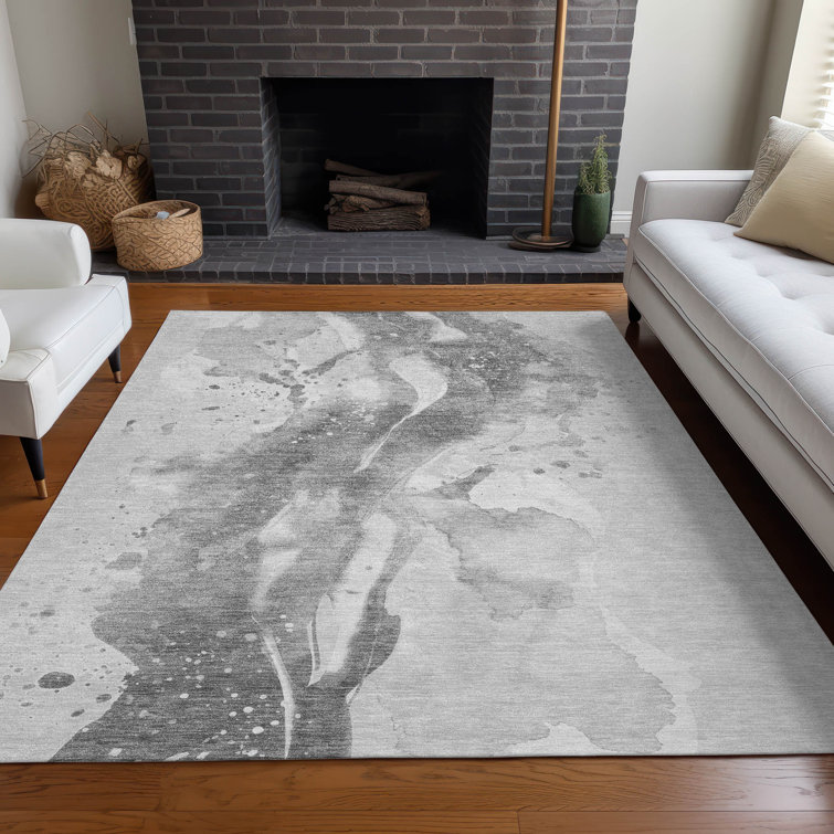 Machine Washable Indoor/Outdoor Claudian ACN1525 Gray Rug