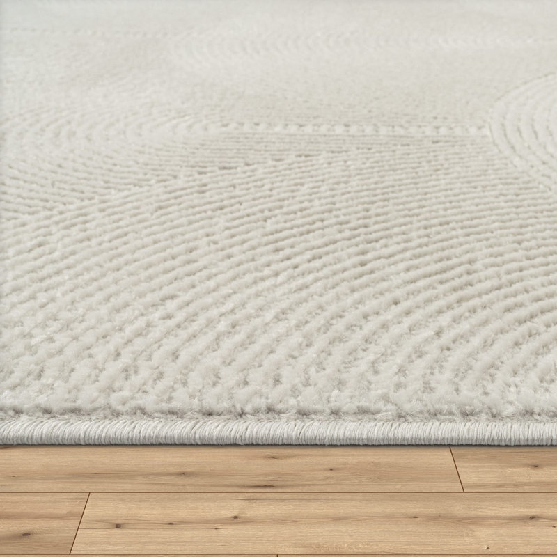 Minimalist Area Rug with Arched Lines, Rectangle 3'11" x 5'3"