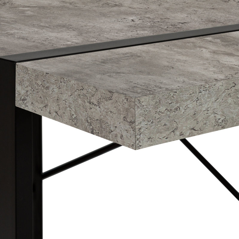 Fullilove Computer Desk, Home Office, Laptop, 48"L, Work, Metal, Laminate, Contemporary, Modern, Gray Concrete/Black